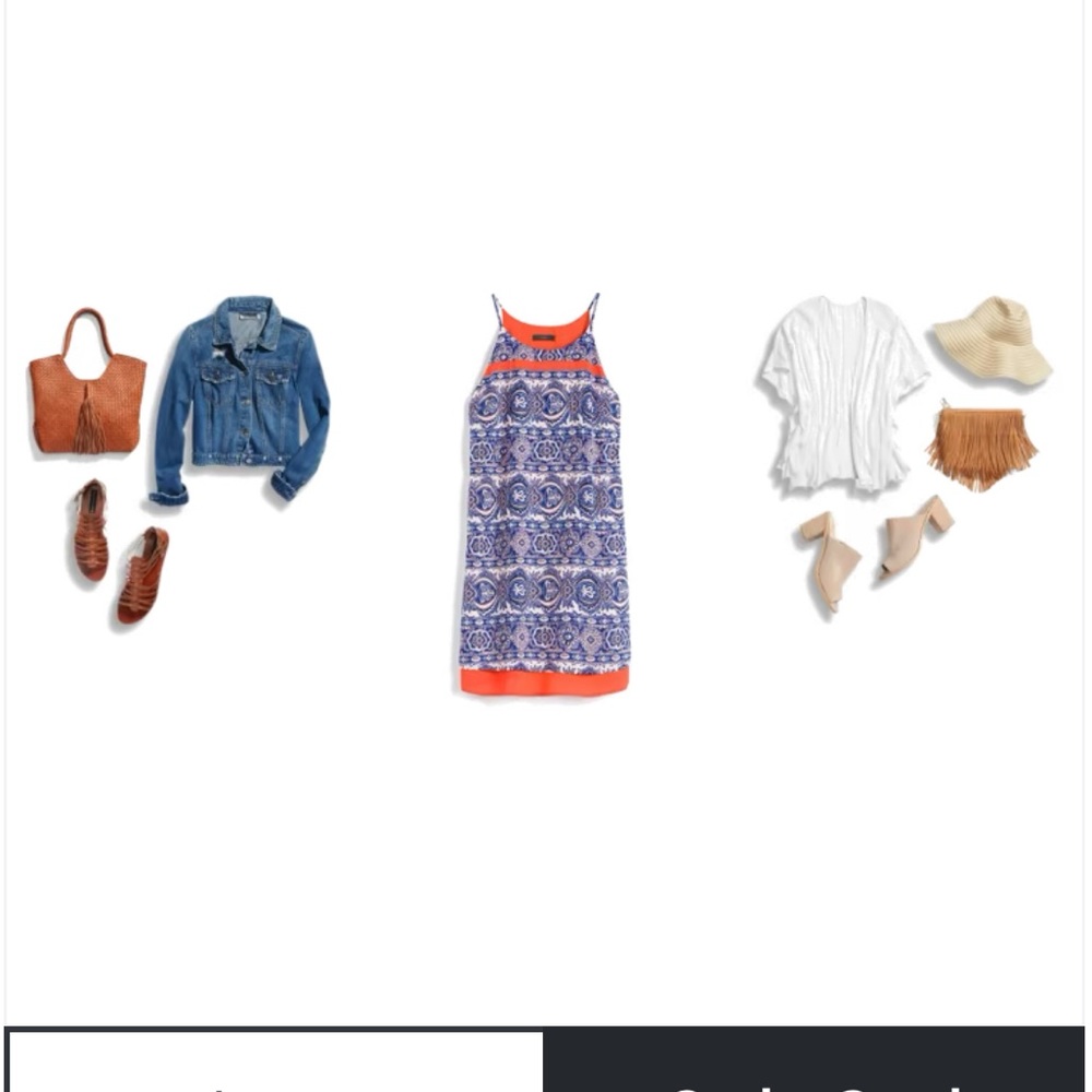 StitchFix THML blue floral and orange accent dress, S. - Picture 5 of 9